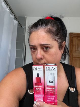 Loving my new routine OLAY PEPTIDES in the morning. How this makes me skin feel. So soft smooth, plump and firm also SPF 50+ And fights the cause of early Ageing . I feel fabulous using this skincare products right now.