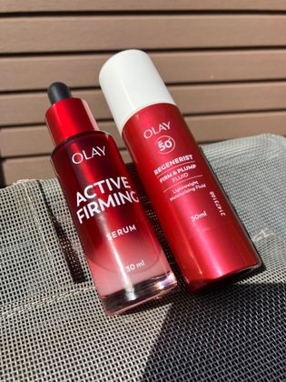 Olay Regenerist active firming serum with peptides & firm and plump fluid SPF 50+ with peptides