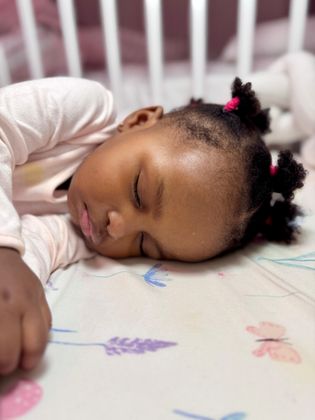 The photos were taken around 10pm by her daddy. She was wearing her pampers nappy pants 