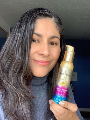 Straight hair with Heat & Glow Leave-in Cream Pantene look 