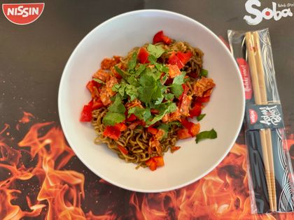 Delicious lunch with Nissin Soba chilli noodles 